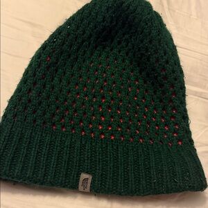 The North Face double face hunter green and orange Knit Beanie